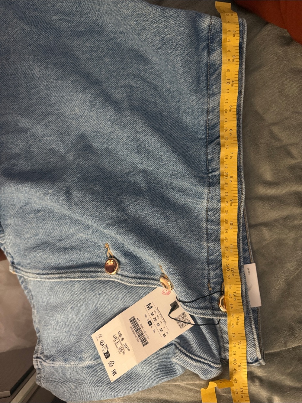 Zara Light Blue Denim Mini Skirt with Gold Buttons - Picture 6 of 6